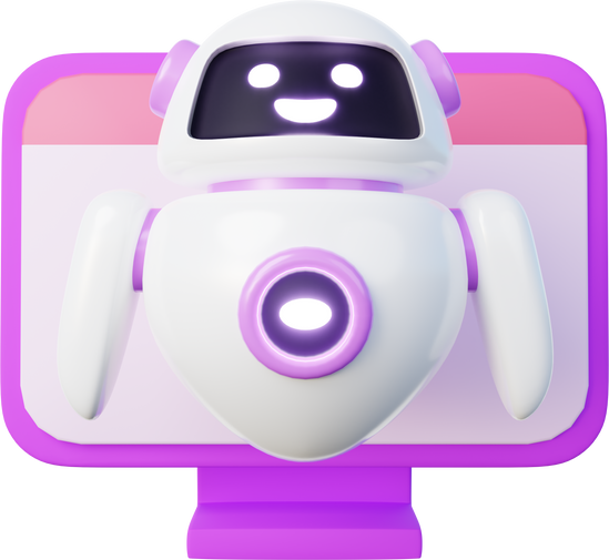 3d Illustration of Virtual Assistant Robot on PC